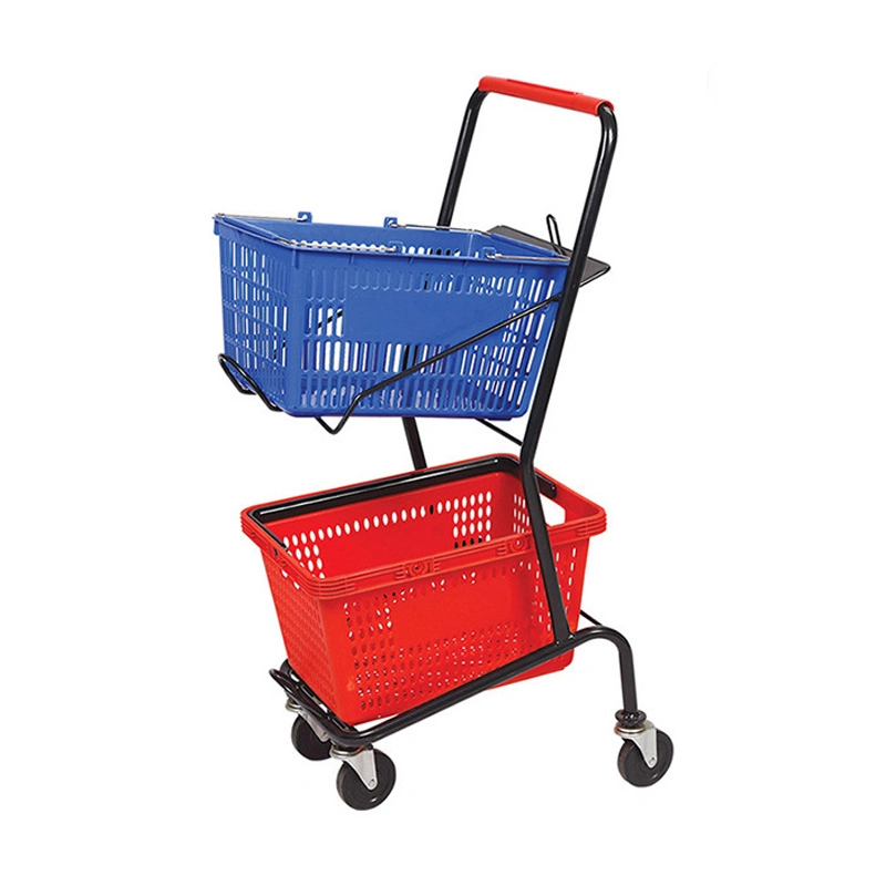 Supermarket Folding Shopping Trolley Cart Combined with Baskets