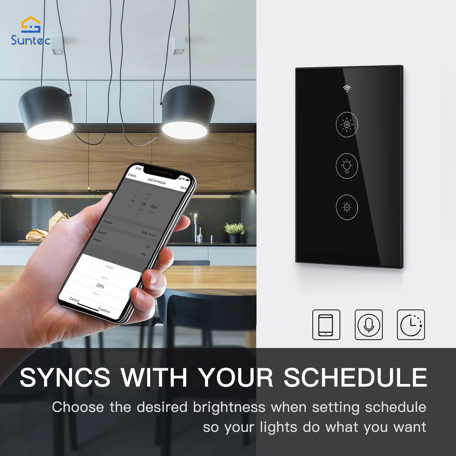 Tuya Smart Touch LED Dimmer Switch 86/118 Type WiFi/Zigbee Compatible with Google Alexa