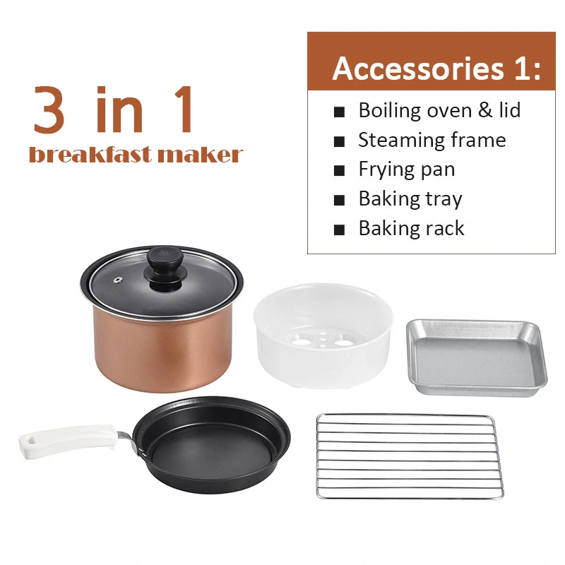 Home Appliances 3 in 1 Bread Baking Fry Breakfast Machine Maker