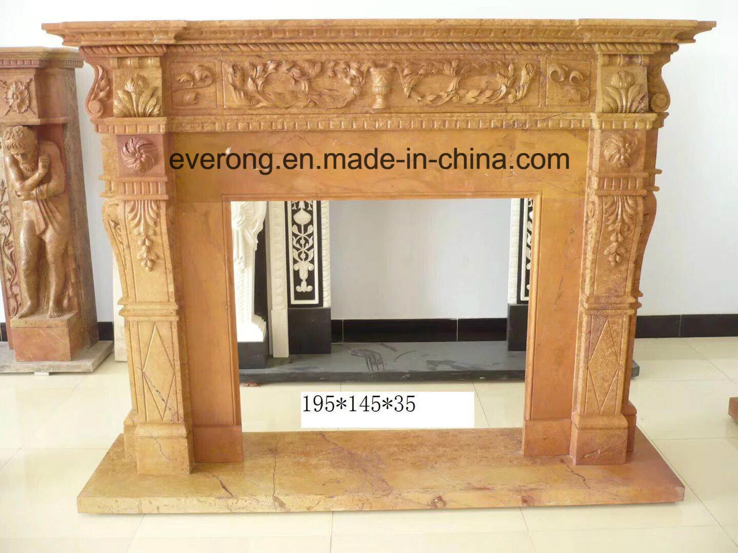 Cheap Carving Marble Fireplace for Stone Fireplace Mantel