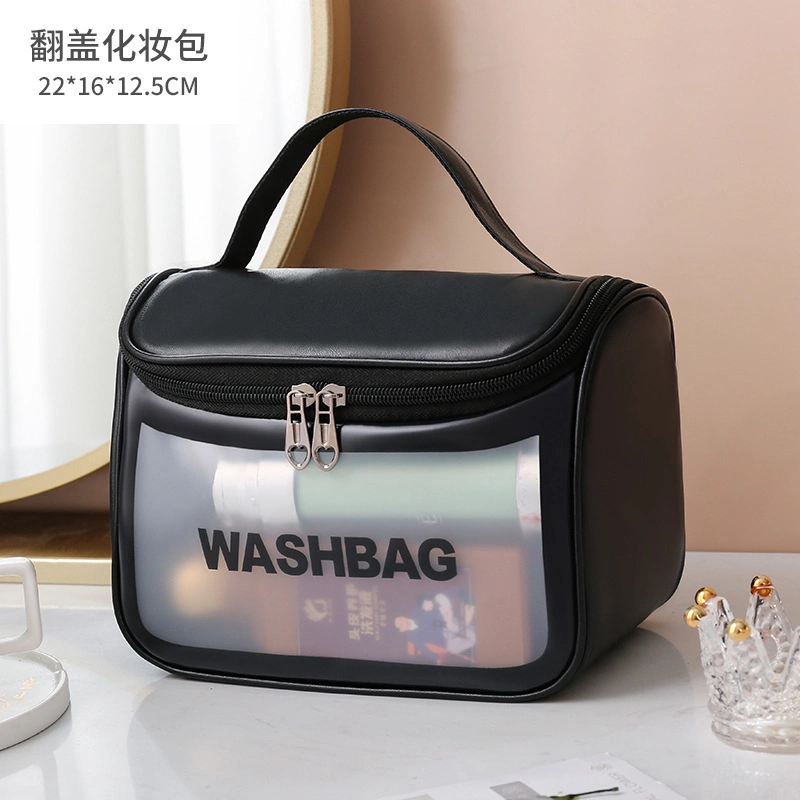 Custom Travel Portable Clear Transparent PVC PU Waterproof Wash Cosmetic Toiletry Makeup Bag