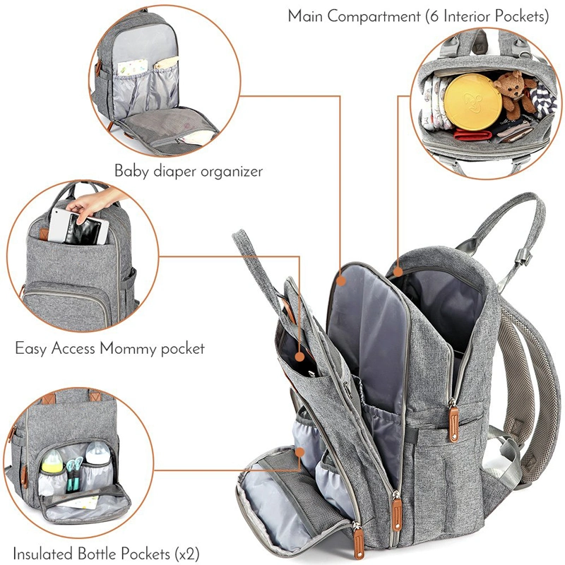 Mochila de viaje multifunción Maternidad bebé Nappy Bolsa de cambio pañal Mochila