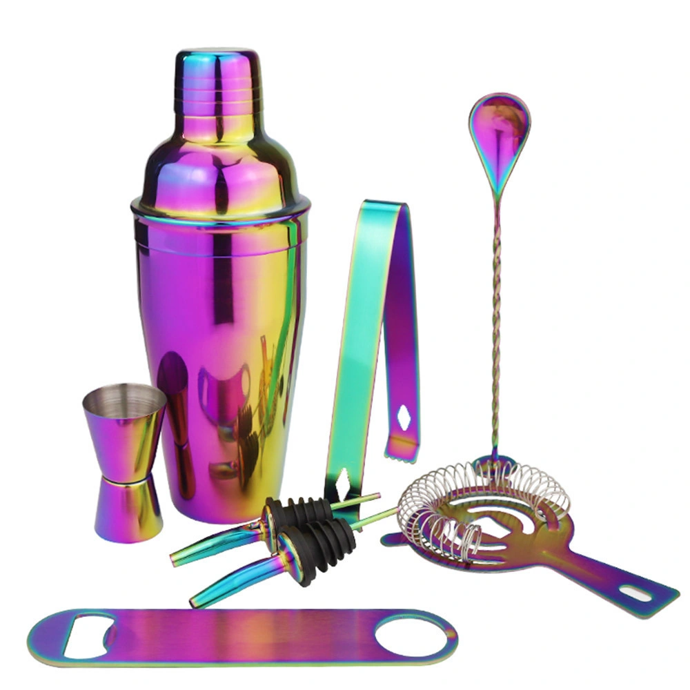 Customized Satinless Steel Barware Colorful Cocktail Shaker Set Bartender Kit