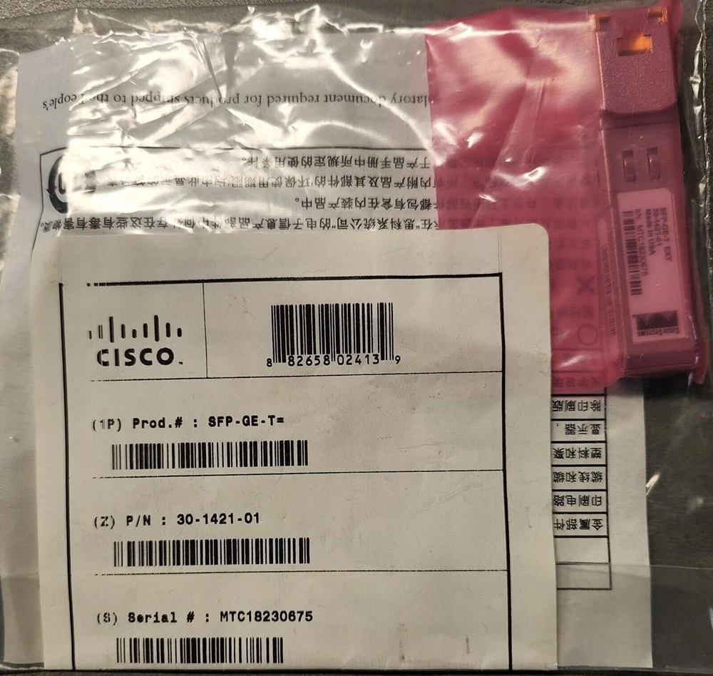 Cisco SFP-Ge-T= Cisco 1000base-T SFP (NEBS 3 ESD) Network Switch Optical Fiber Network Module