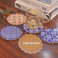 Bulk Custom Photo Printed Logo Pattern Ceramic Cork Coaster Set for Drinks