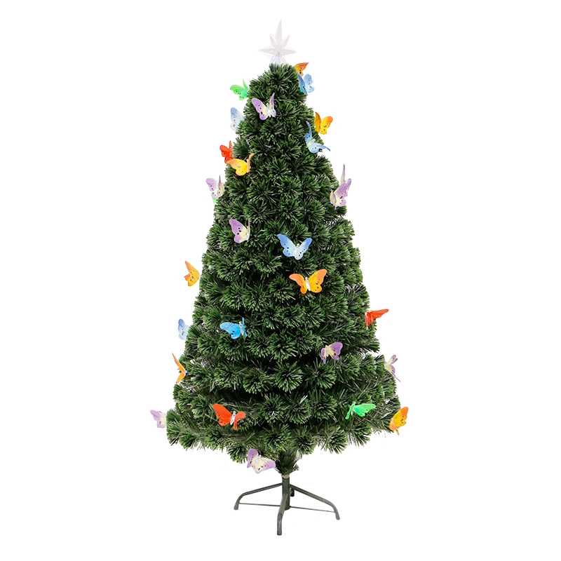 9' Christmas Tree Decorative Christmas Tree Fiber Optic Tree with LED Light