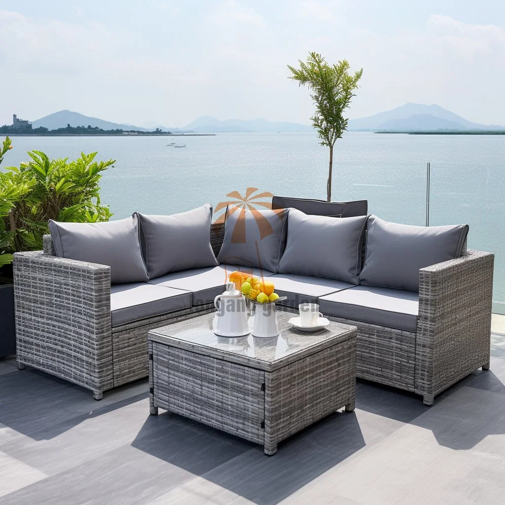 Modernes Outdoor Hotel Woven Rattan Lounge Sofa Patio Garten Balkonsofas-Set Mit Sektionalen Möbeln