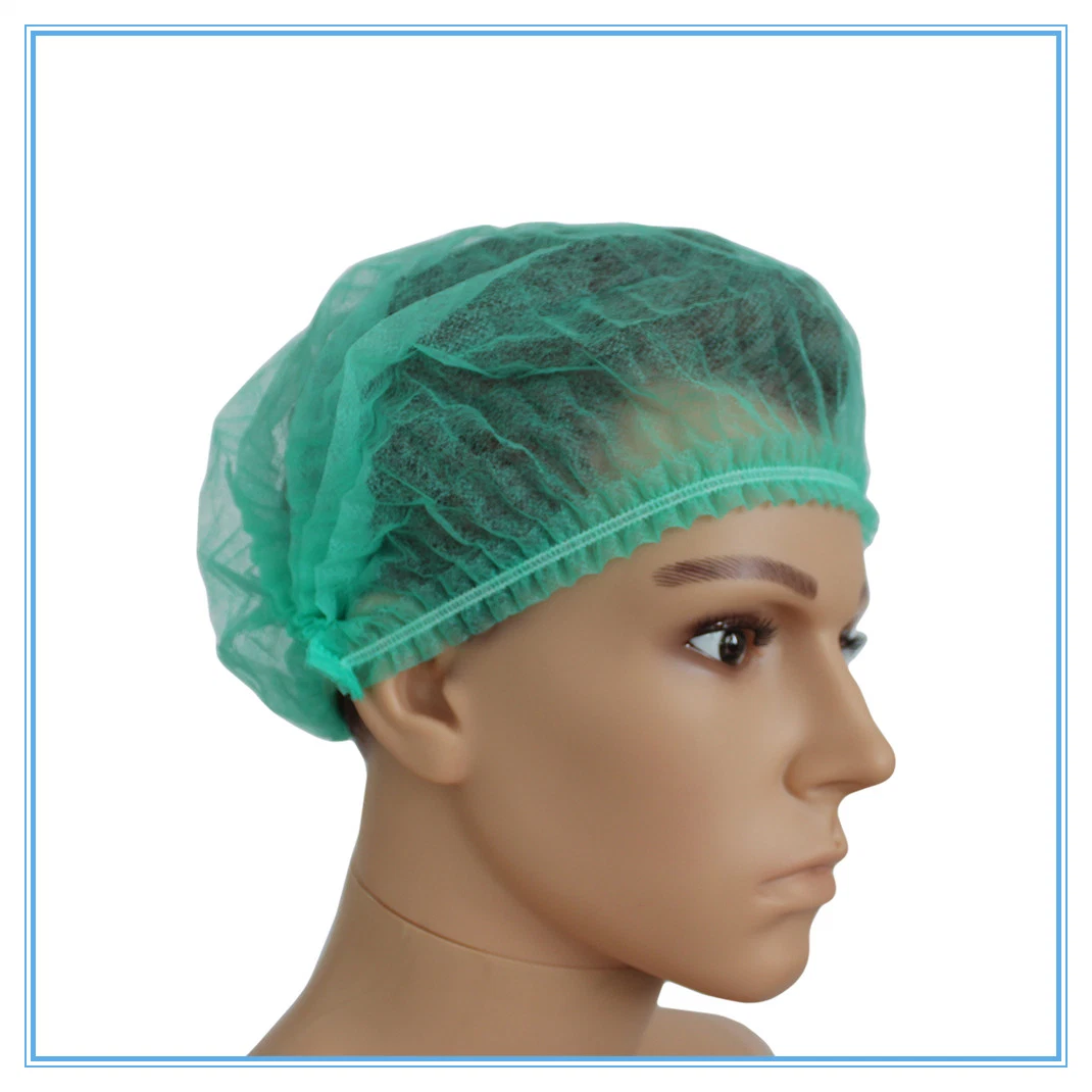 Double Elastic Pleated Cap Disposable PP Single Elastic Bar / Mob Cap