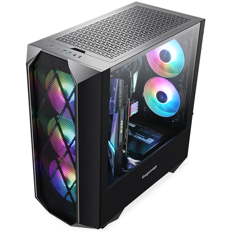 RGB LED Lighting Strips-Tempered Glass Side (GPU 320mm) ATX-Gaming Case-Black&White-Water Cooling Desktop ATX Tower PC Computer Case-Cheer for Tokyo Olympics