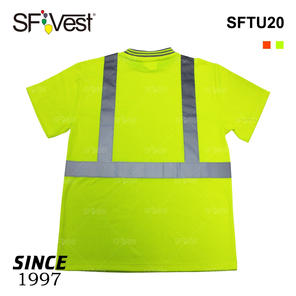 New Design Drop Needle Polycotton Crew Neck T Shirt Hi Visibility Reflective Safety Shirts Workwear for Men Construction Uniform