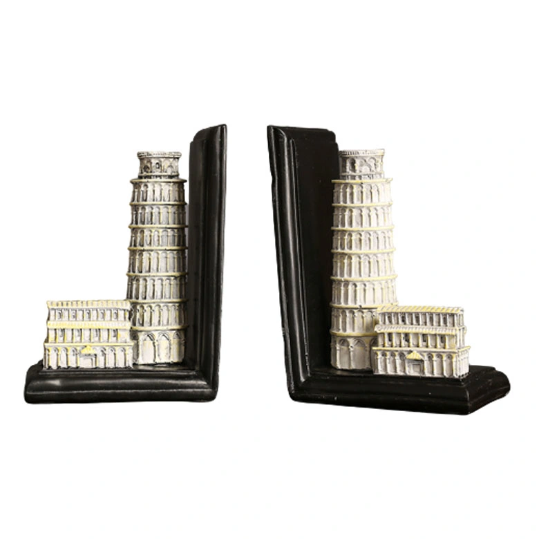 Antique Resin Triumphal Arch Bookends Polyresin The Leaning Tower of Pisa Building Book Holder Colosseo Statue Bookends