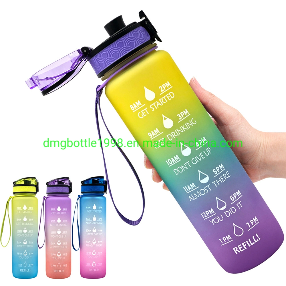 1000ml Big Capacity Tritan Lanyard Mug Gym Water Bottles Outdoor Mugs and Bottles Food Grade Protein Powder No-Leak Seal up Lanyard