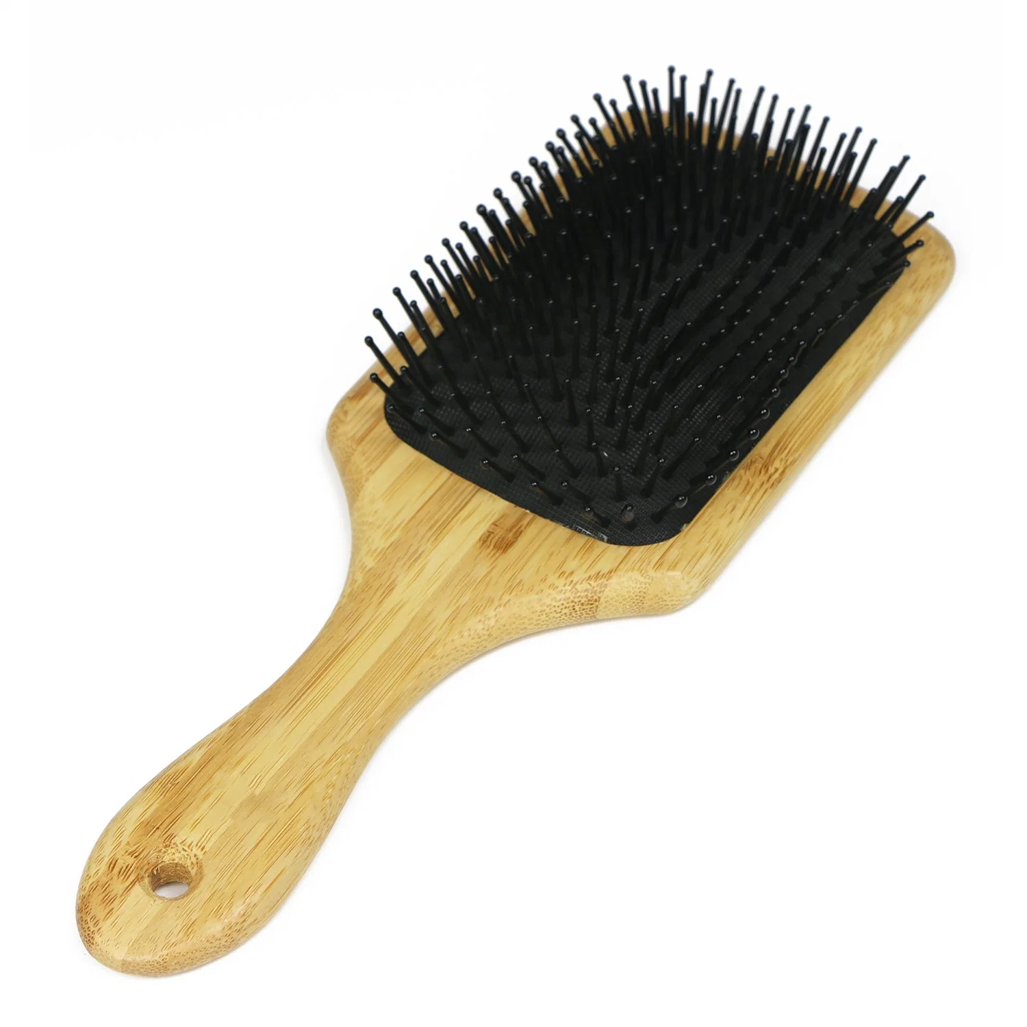 Escova de cabelo de bambu natural personalizada por atacado com cerdas de nylon, almofada de desembaraço, massagem no couro cabeludo, escova de cabelo de ar.