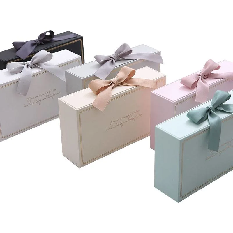 New Year Gift Ribbon Drawer Box Baby Clothes Gift Box with Paper Bag