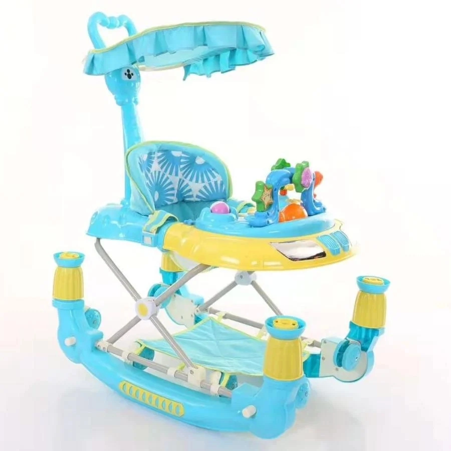 Folding Baby Walker for Kids Learn to Walk/Plastic Baby Cartoon Toy with Music and Mult Wheel