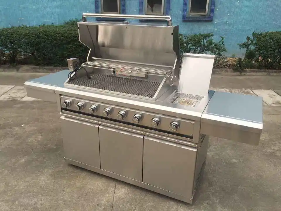 Venta caliente Morden Cocina al aire libre barbacoa a gas Grill con Bastidor