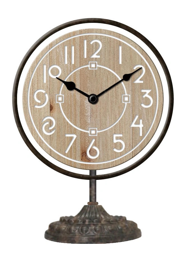 Hot Sell Indoor Antique OEM Metal Base Wooden Dial for Creative Clocks for Quartz Table Clock for Desk Clock