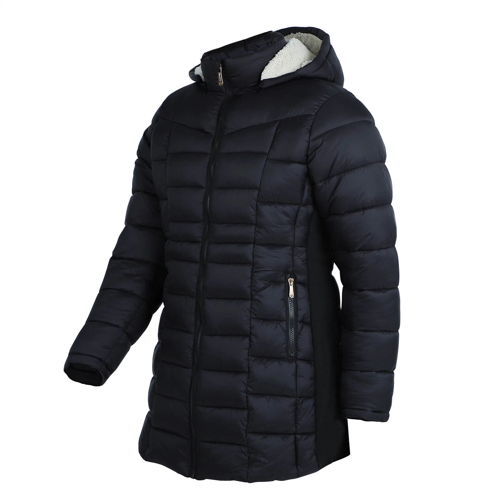 Veste longue hiver matelassée avec capuche pour femme