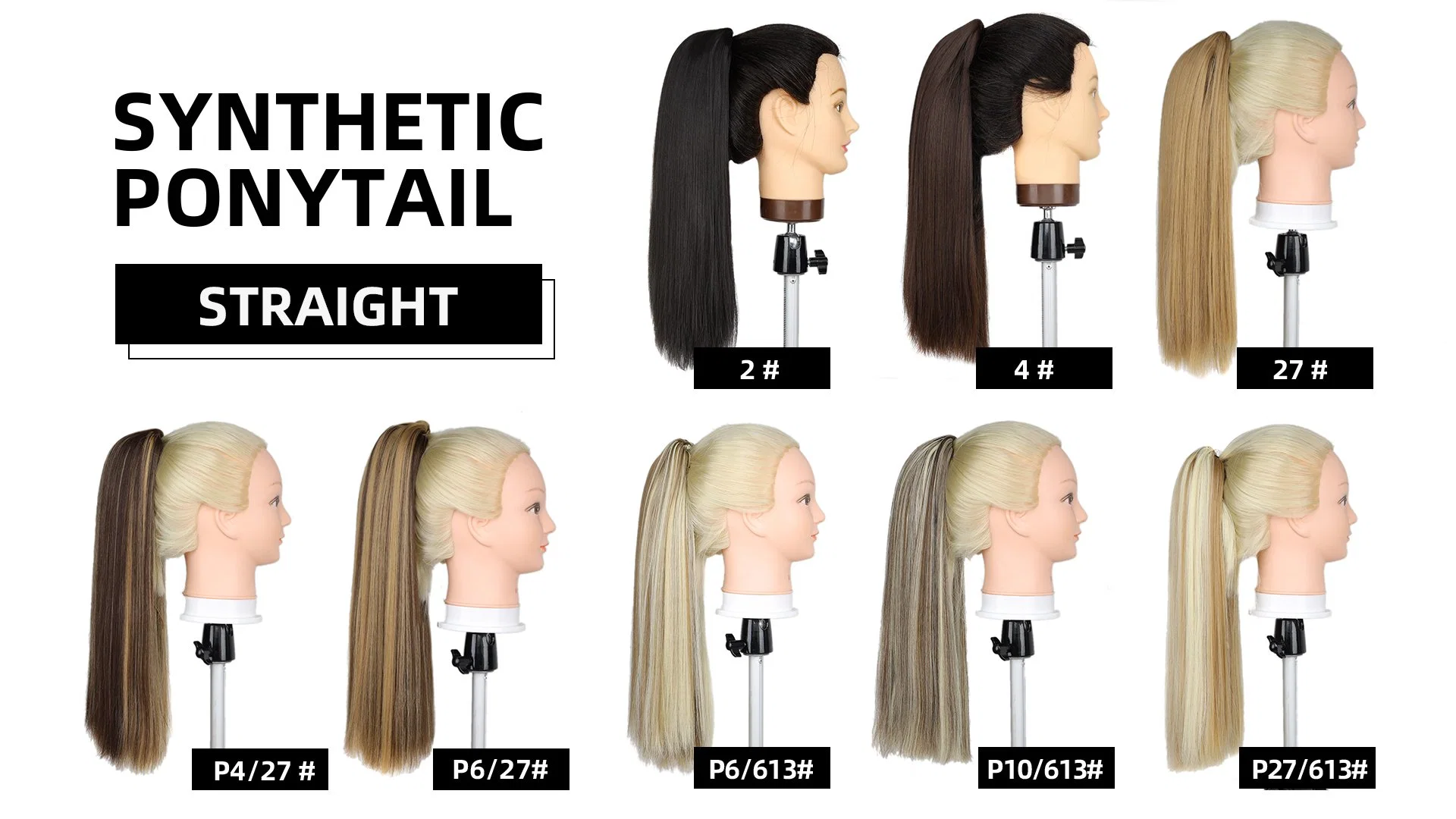 Alta calidad de cabello sintético Ponytail recta extensión Ponytail Hair Extension