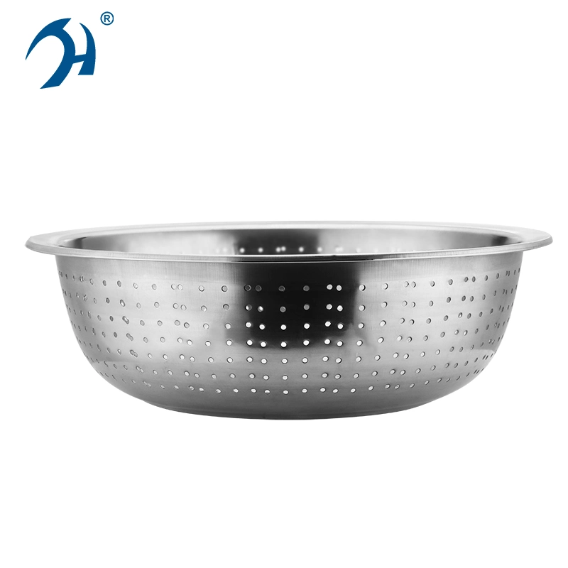 Multiple Size Commercial Kitchen Large Stainless Steel Mixing Bowl Round Basket Colander