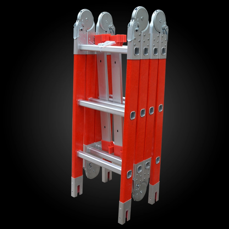 4*3 to 4*7steps Insuleted Fiberglass Multi-Purpose Telescopic Folding Ladder