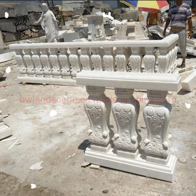 Decorative Hand Carved White Stone Marble Pillars and Baluster