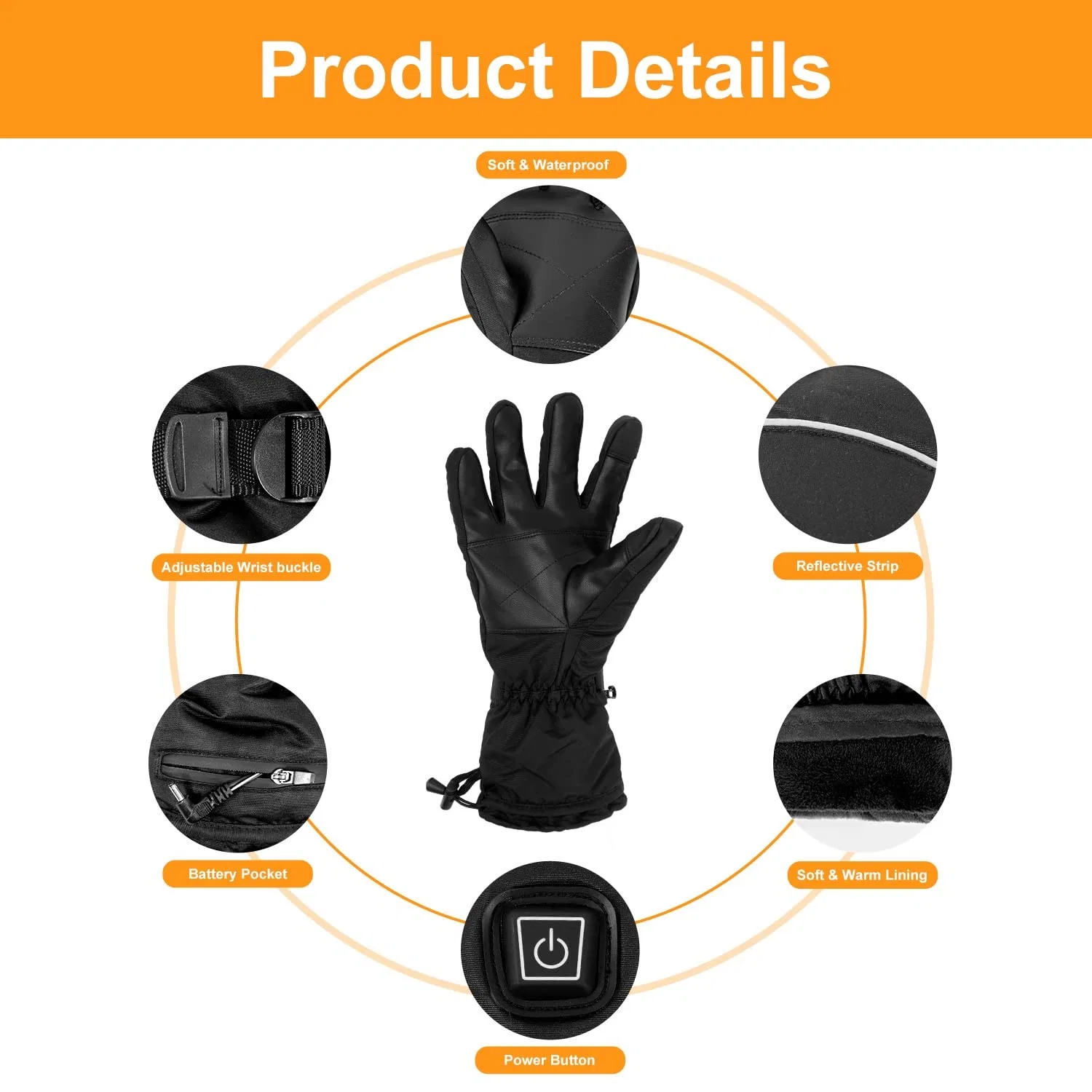 Power Bank USB Connected Electric Heating Gloves