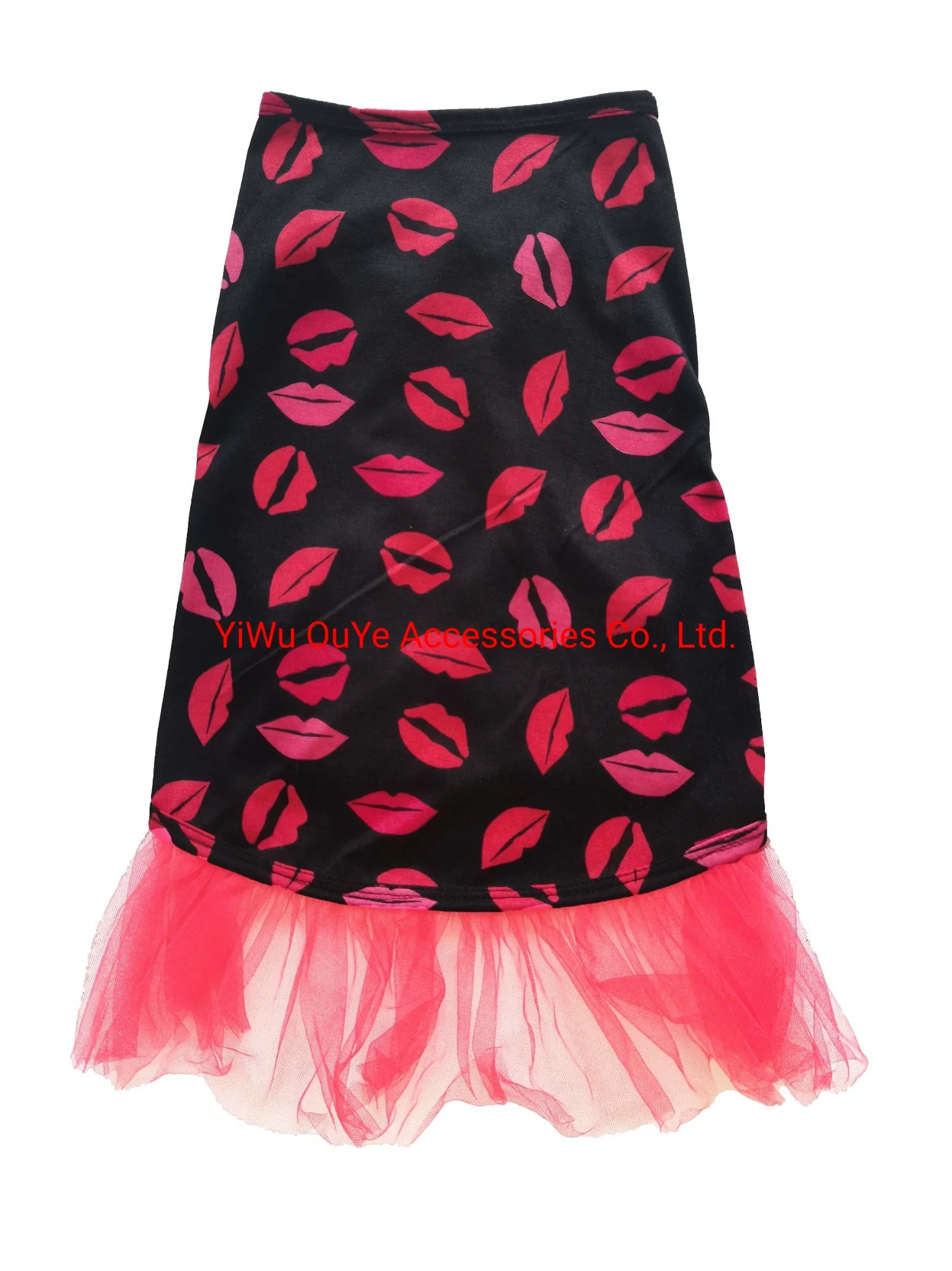 Fashion Valentine Kiss Dress Peplum Light-Weight Printing Dog Summer Vest Apparel Pet Clothes