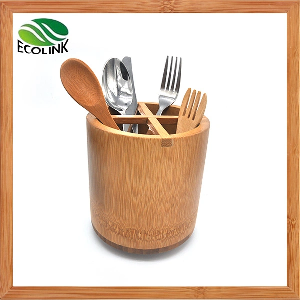 Rotatable Bamboo Utensil Holder Kitchen Utensil Organizer