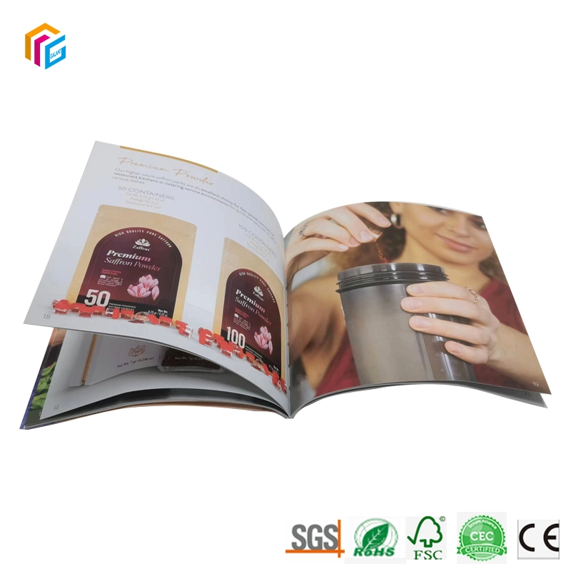 Personalizada profesional A4 A5 encuadernado Softcover Foto Offset papel de seda Color cartón Folleto de la impresión de revistas