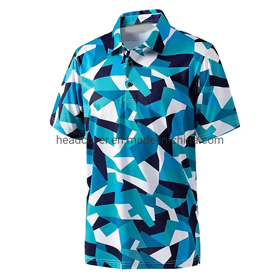 Golf Polo Shirt Men Performance 100% Polyester Full Piece Sublimation Printing