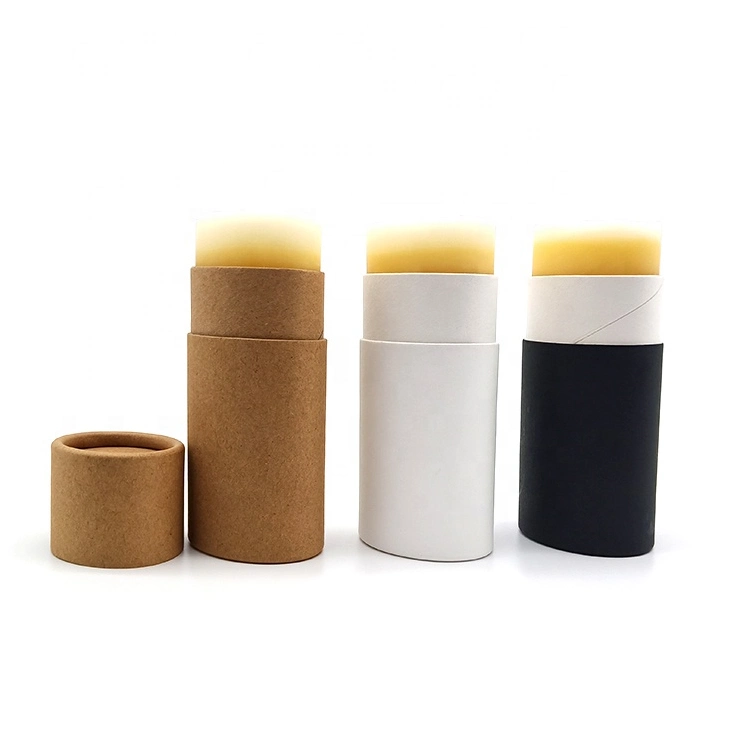 Biodegradable Recyclable Eco-Friendly Customized Empty Cosmetics Lip Balm Deodorant Stick Packaging Brown Kraft Push up Paper Tubes Lipstick