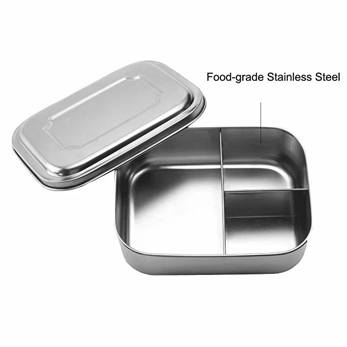 304 Stainless Steel Sealed Leakproof Square Lunch Box for Student