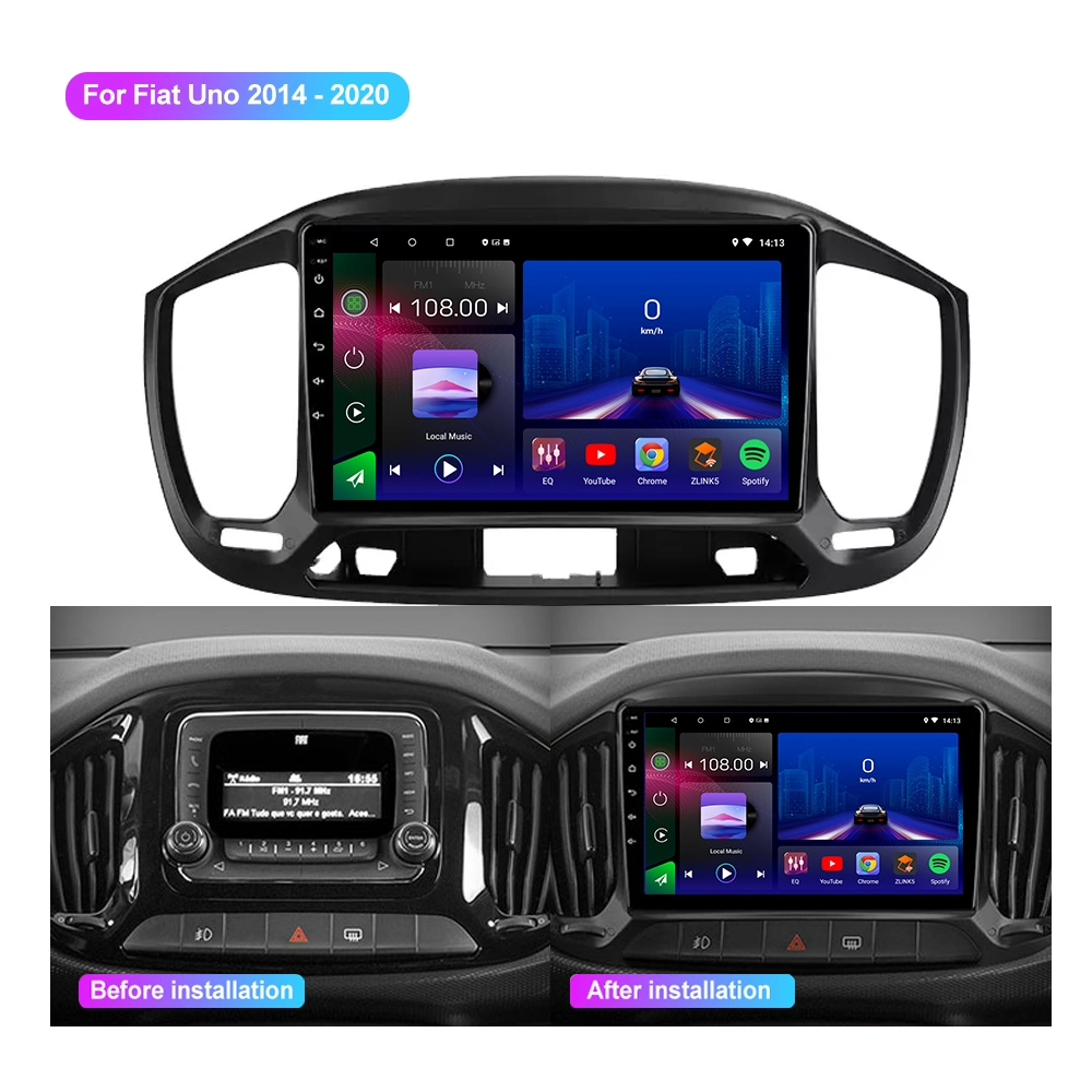 9 " lecteur de DVD de voiture radio de navigation multimédia Carplay Android Apple sans fil stéréo Auto DSP 6+128 Ahd AM RDS 4G Téléphone pour FIAT Uno 2014 - 2020