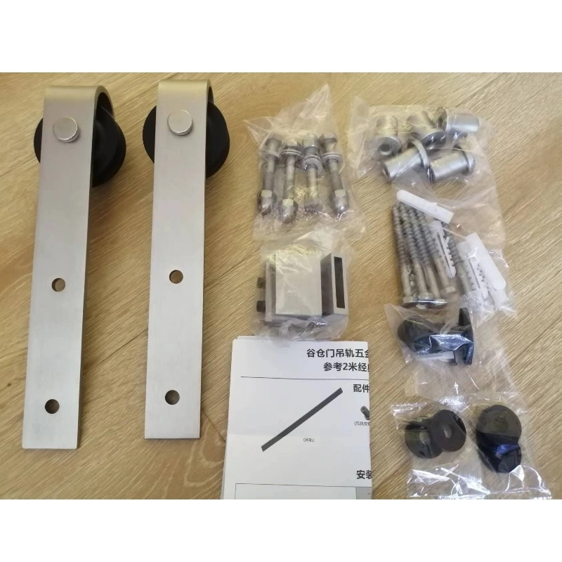 6ft Kit de hardware de puerta deslizante resistente de barna de altas prestaciones J gancho de forma para puerta única, acero al carbono negro