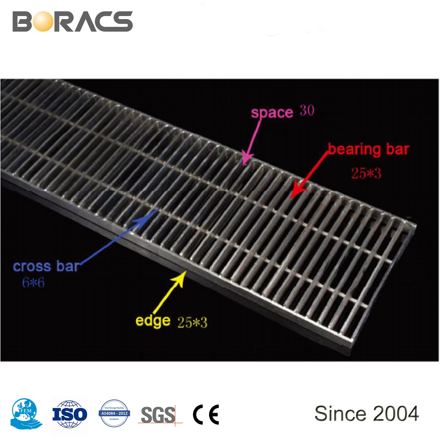 Réseau noir /drains de grille de garage standard AISI/matériau acier galvanisé Réseau d'acier