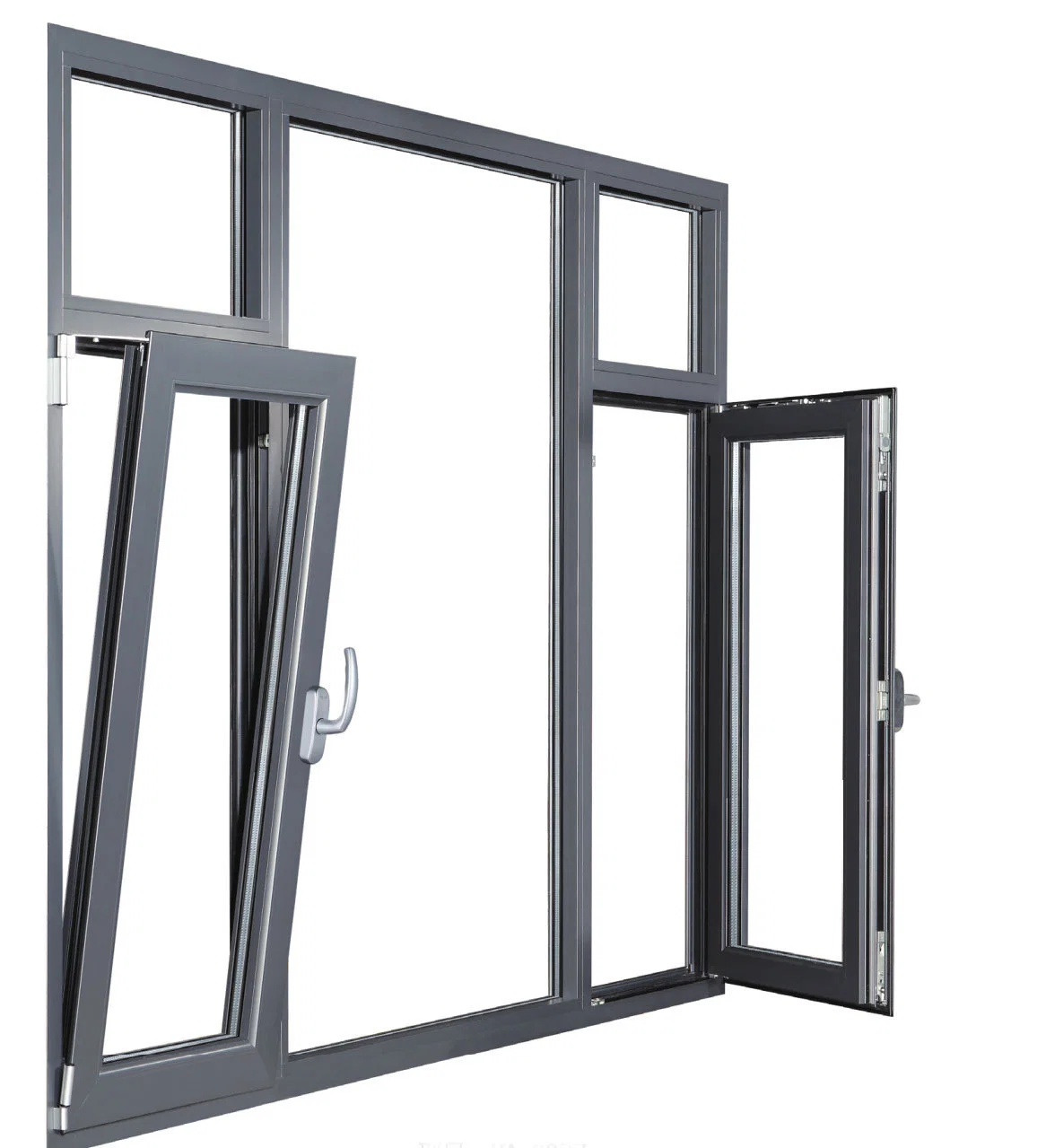 Certificat ce ultra-étroit double verre aluminium profil mince Grande fenêtre en aluminium mince