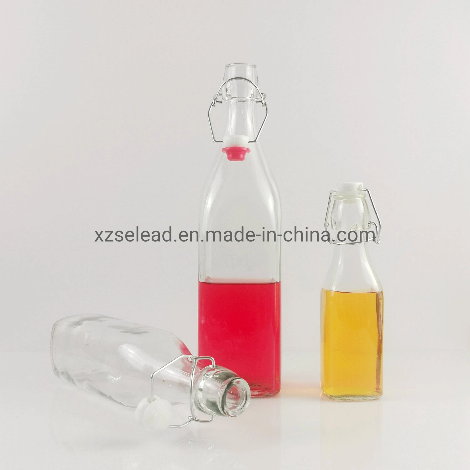 Soft Drinks Glass Beverage Bottle Customized Glass Packing with Flip Stopper 250ml 750ml 32oz