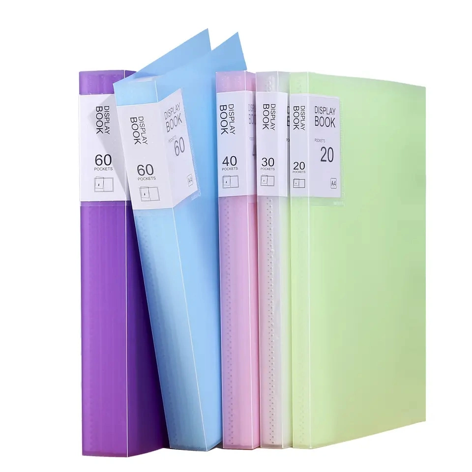Office Supplies PP Printing Document Custom Refillable Sheet Hard Pocket Display Book Clear File Folder Box File A4