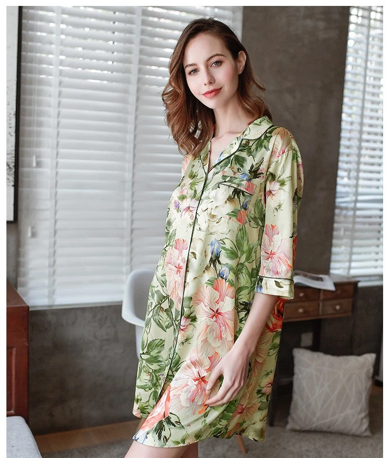 Custom High quality/High cost performance  Nightshirt Silk Women Pyjamas Set