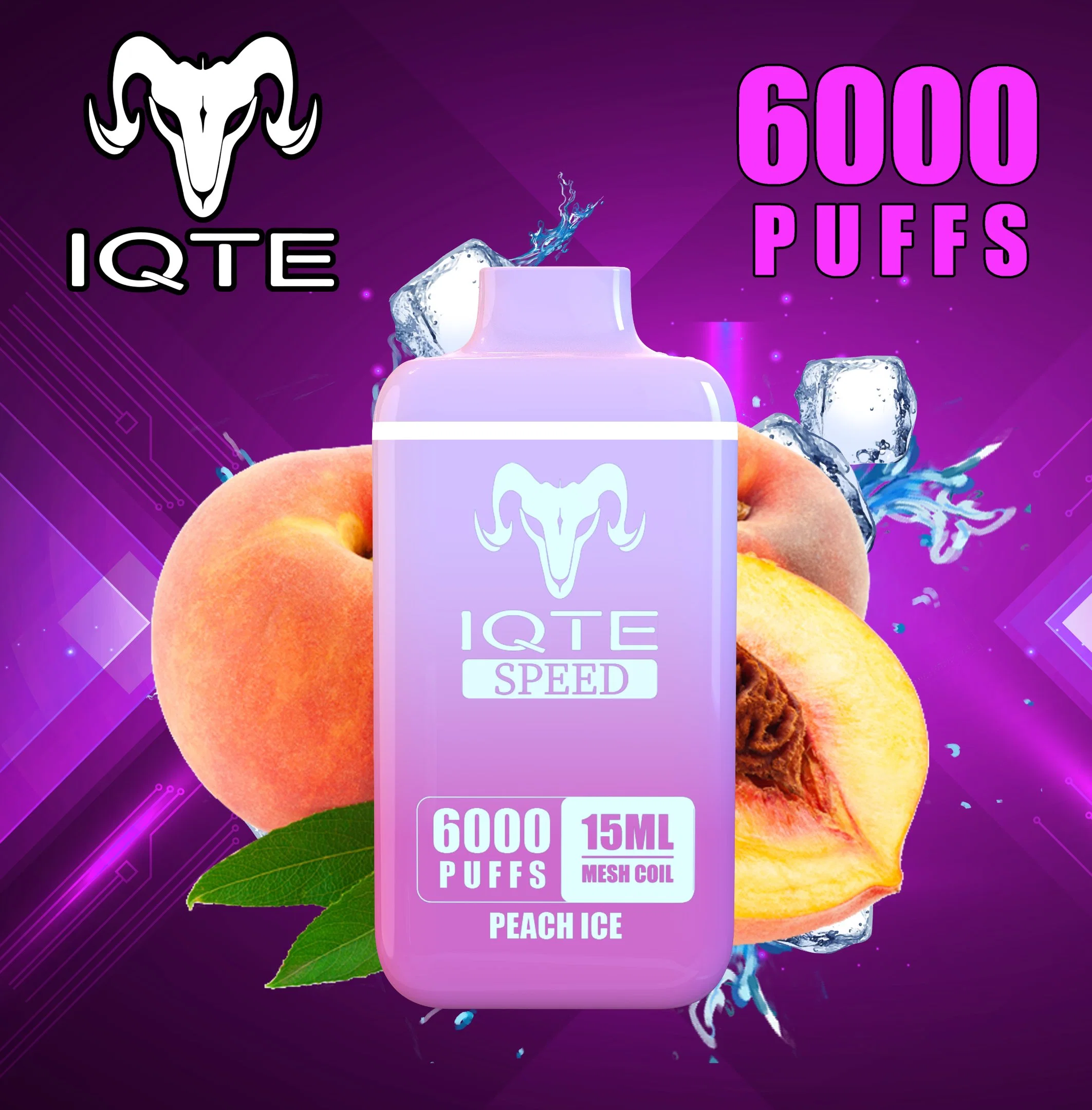 Usine Vente en gros Vape 6000puffs Iqte vitesse 10 arômes mesh Coil Vapeur jetable