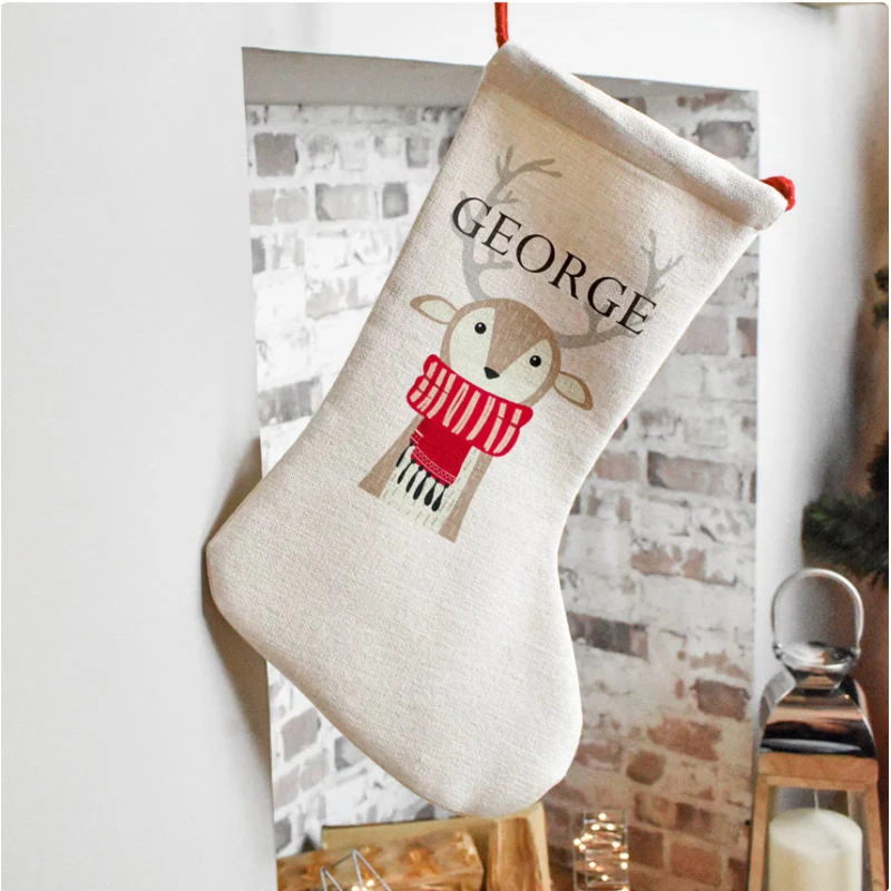 La decoración del hogar de los calcetines calcetines de Navidad en blanco sublimación personalizado