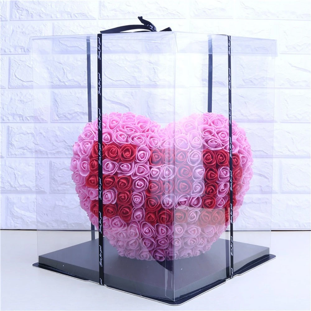 Artificial Rose Buds Foam Flower Heart Shaped Gift Box with Floral Foam