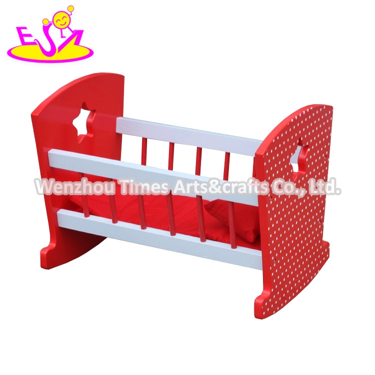 Nuevo juego de cuna de muñeca de madera roja para muñeca W06b058