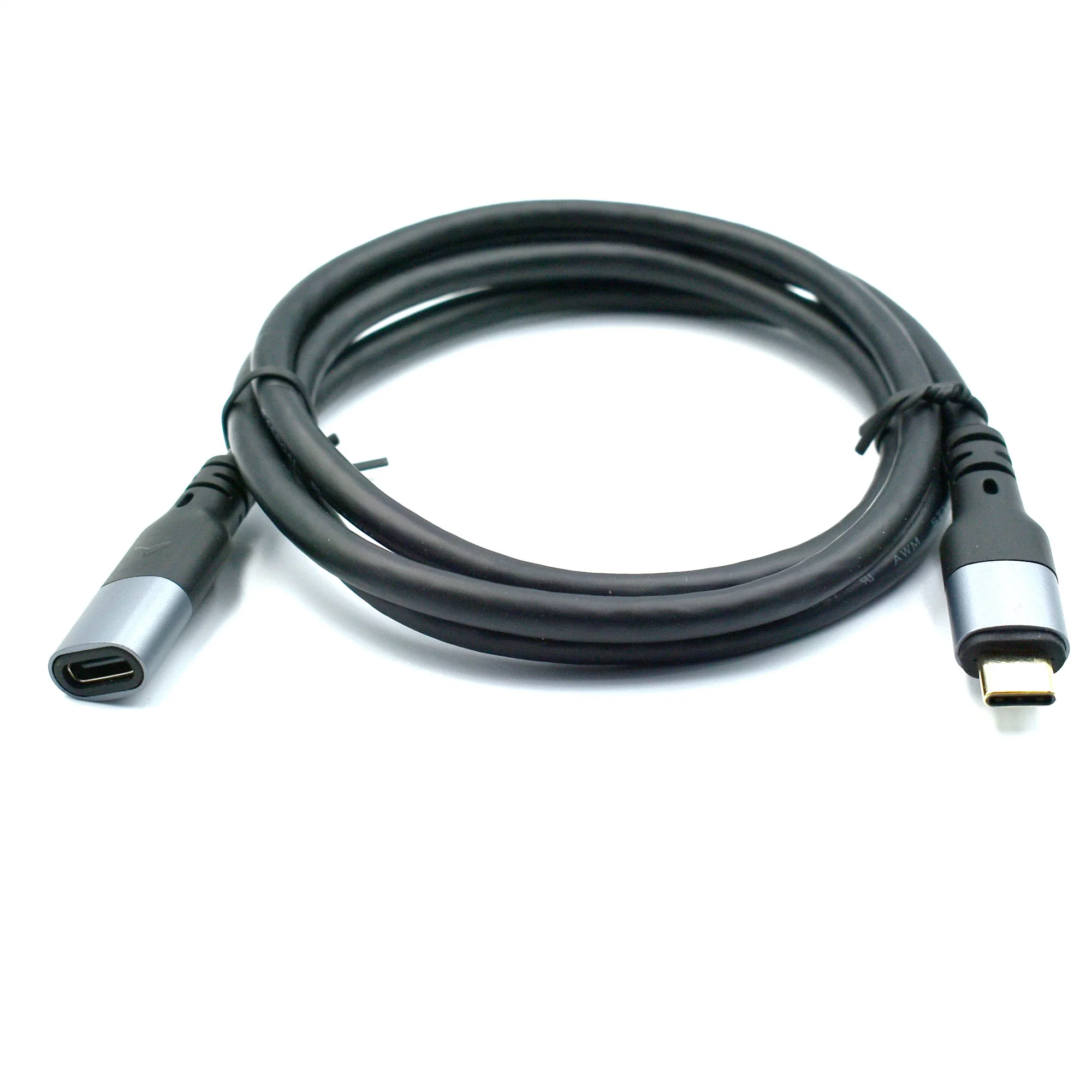 Cable alargador USB tipo C macho-hembra de alta velocidad 10Gbps 100W