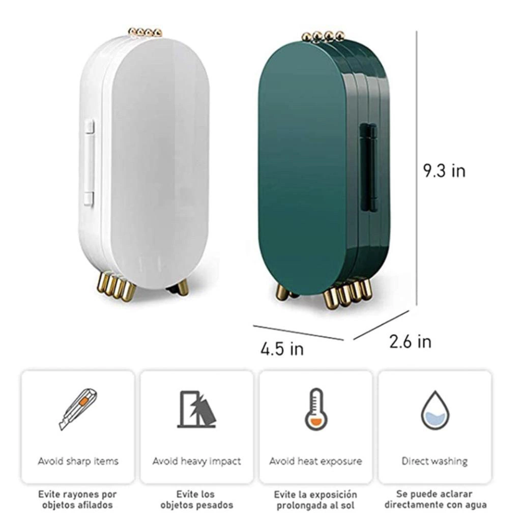 Caixa de armazenamento de joias dobrável com tela para exibir brincos, anéis, colares e pulseiras.