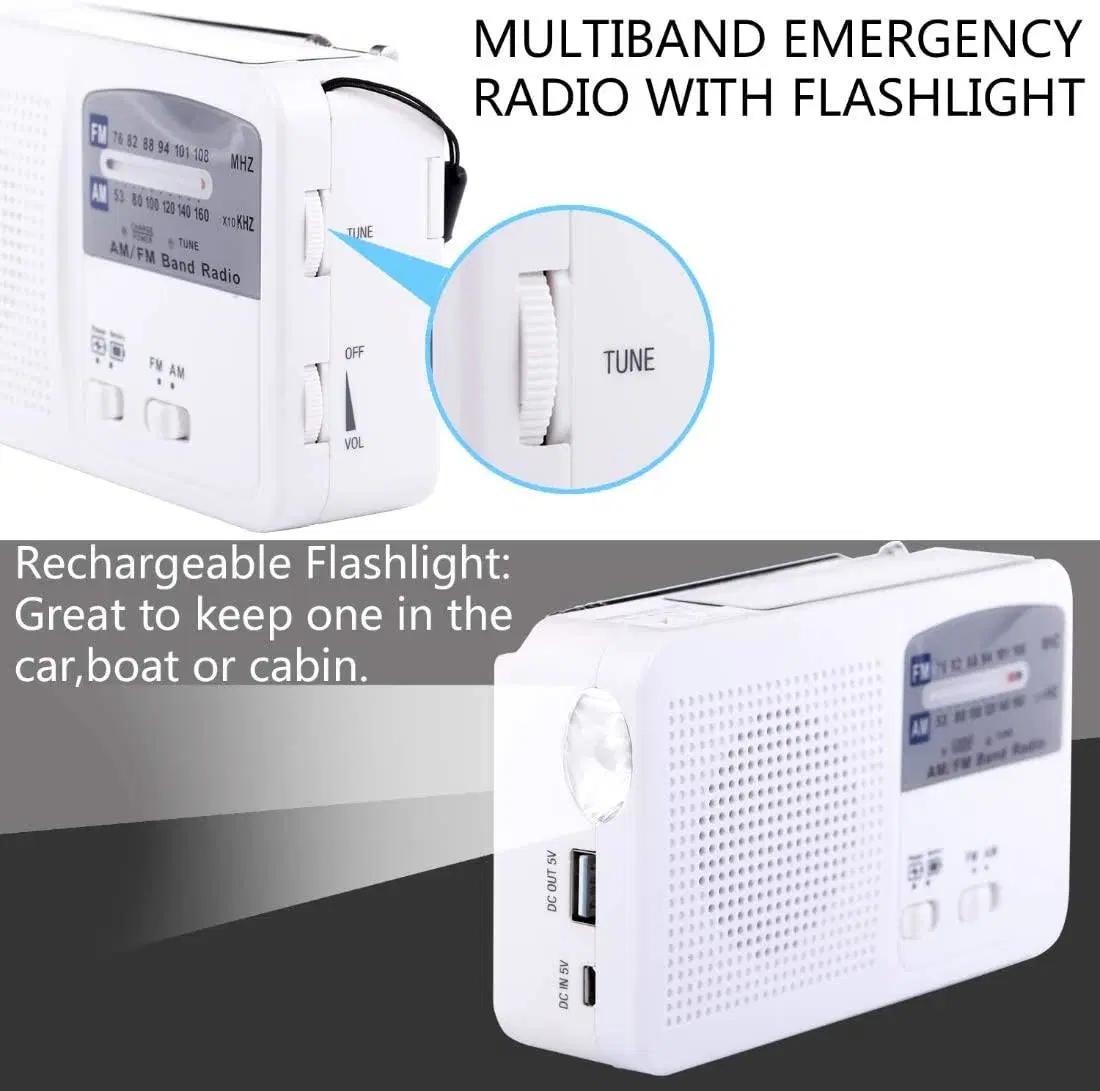 Goldmore10 Emergency Radio Solar and Hand Crank Self Powered Battery USB Recharging FM/Am Radio LED Flashlight Cell Phone Charger