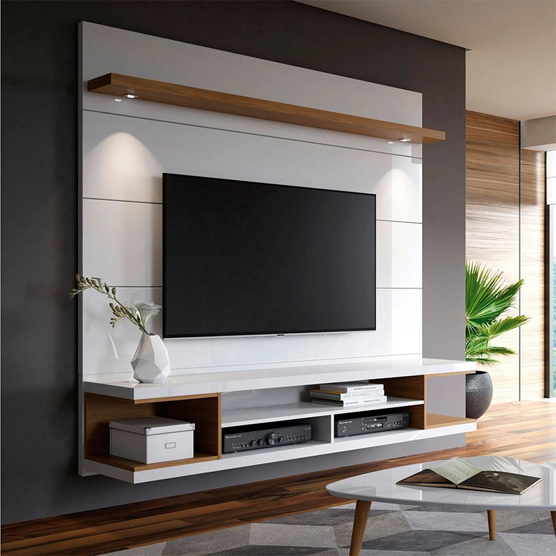 Modern White Wood Slabs Stainless Steel Stands Tea Table TV Cabinet Set