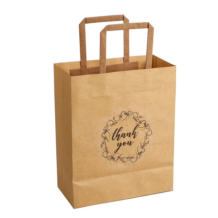 Customized Brown Kraft Paper Bags Thank You Gift Bags Bulk with Handle