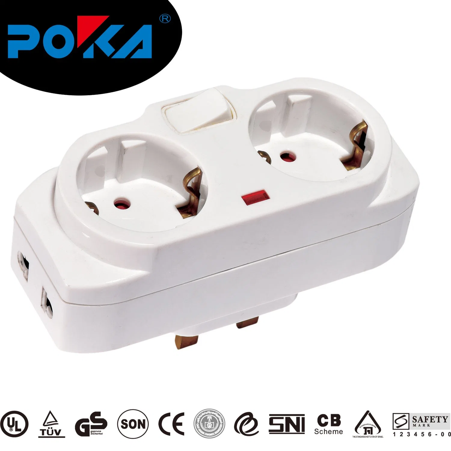 Adapter From UK Plug to Schuko 2 Pin Plug Converter